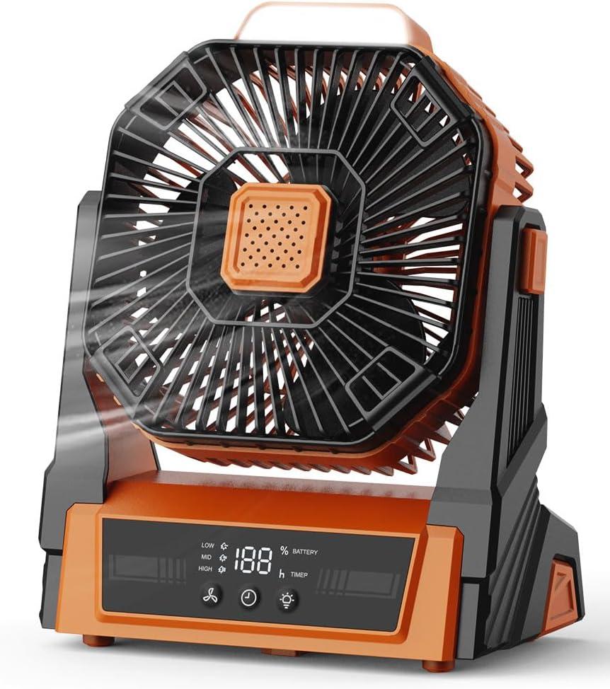 Portable Fan Rechargeable, 20000mAh Battery Powered Desk Fan with LED Lantern, Battery Operated Personal Tent Fans for Camping, Travel, Home, Bedroom, Jobsite, Beach Vacation Essentials (Orange) Portable Fan Rechargeable, 20000mAh Battery Powered Desk Fan with LED Lantern, Battery Operated Personal Tent Fans for Camping, Travel, Home, Bedroom, Jobsite, Beach Vacation Essentials (Orange)