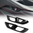 2pcs Inner Door Handle Cover for Corvette C8 Z06 Z51 ZR1 Coupe Convertible Stingray 2020 2021 2022 2023 2024 2025 2026, Genuine Carbon Fiber Door Lock Switch Button (Black)