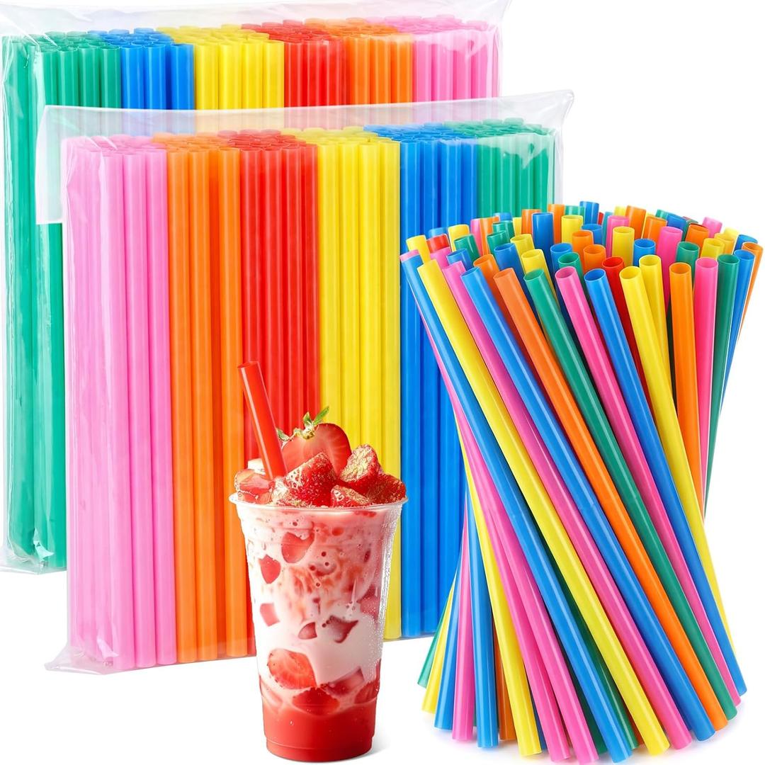 Eaasty 2000 Pcs Jumbo Smoothie Straws Bulk(0.43" Diameter and 8.2" Long) Large Wide Mouthed Plastic Disposable Milkshak Bubble Tea Straws for Tall Homemade Milkshakes Drinking (Colorful)