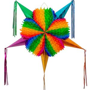 Mexican Piñata (X-Large 34 inches) - Rainbow Piniata - Authentic Handmade Foldable Large Pinata for Birthday Party - Piñatas para Cumpleaños - Mexican Star Pinata - Cinco de Mayo Pinatas