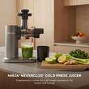 Ninja NeverClog Cold Press Juicer | Powerful Electric Slow Masticating Juicer with Pulp Control | XL Capacity | 24 oz. Juice Jug & 36 oz. Pulp Container | Dishwasher Safe | Charcoal | 150W | JC151
