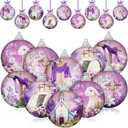 Lenwen 16 Pcs Easter Ball Ornaments 1.57 Inch He is Risen Tree Decorations Religious Decorative Hanging Ball Ornaments for Easter Tree Holiday Party Decor