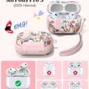 TATOFY for AirPod Pro 3 Case (2025) with Phone Stand Lanyard Lock Cleaning Kit, Compatible with Magsafe Flowers Hard AirPods Pro 3rd Generation Cover for Women (Pink, AirPods Pro 3)