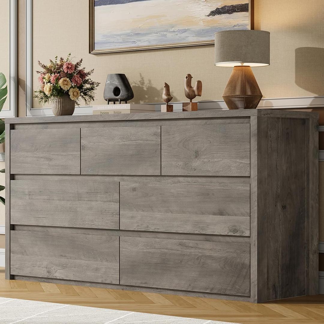 GarveeHome 7 Drawer Dresser for Bedroom, Wide Modern Chest of Drawers, Large Wood Dresser Wooden Storage Organizer for Living Room, Hallway Entryway