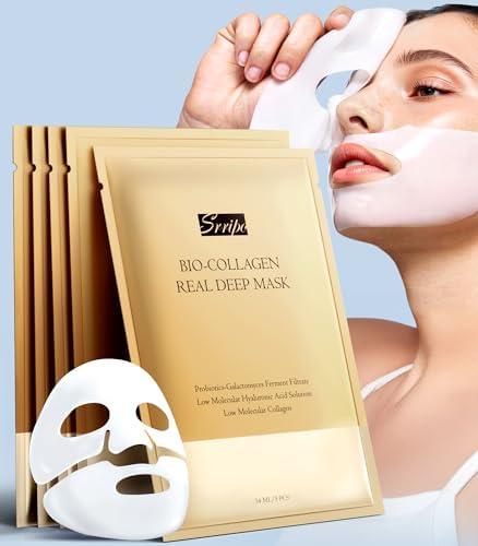 Radiant Glow Collagen Face Mask - Real Deep Overnight Face Masks Skincare with Hyaluronic Acid, Galactomyces Ferment & Vitamin E, Facial Mask for Hydrating, Firming, Plumping & Anti-Aging - 34g x 3ea