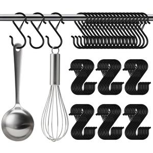 50PCS S Hooks for Hanging Hanger,Purse Hooks Hanging Bag Hanger,3.5-inch Heavy Duty Metal S Hook with Safety Buckle Metal S Shaped Hooks for Home Kitchen Closet Organizer,Suitable for 0.5 inch Rods