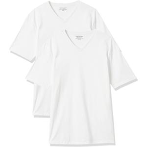 Amazon Essentials Men's V-Neck Short-Sleeve T-Shirts, Pack of 2 (White, XL)