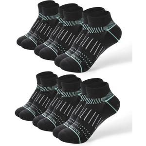 BAMBOO COOL Mens Ankle Socks Bamboo Viscose Athletic Moisture-Wicking Low Cut Running Cushioned Socks (Large, Black*6)