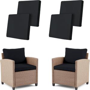 4Pcs Outdoor Cushion Covers Patio Cushion Covers Stretch Cushion Covers for Outdoor Furniture Replacement Washable Reusable Furniture Protector(Black)