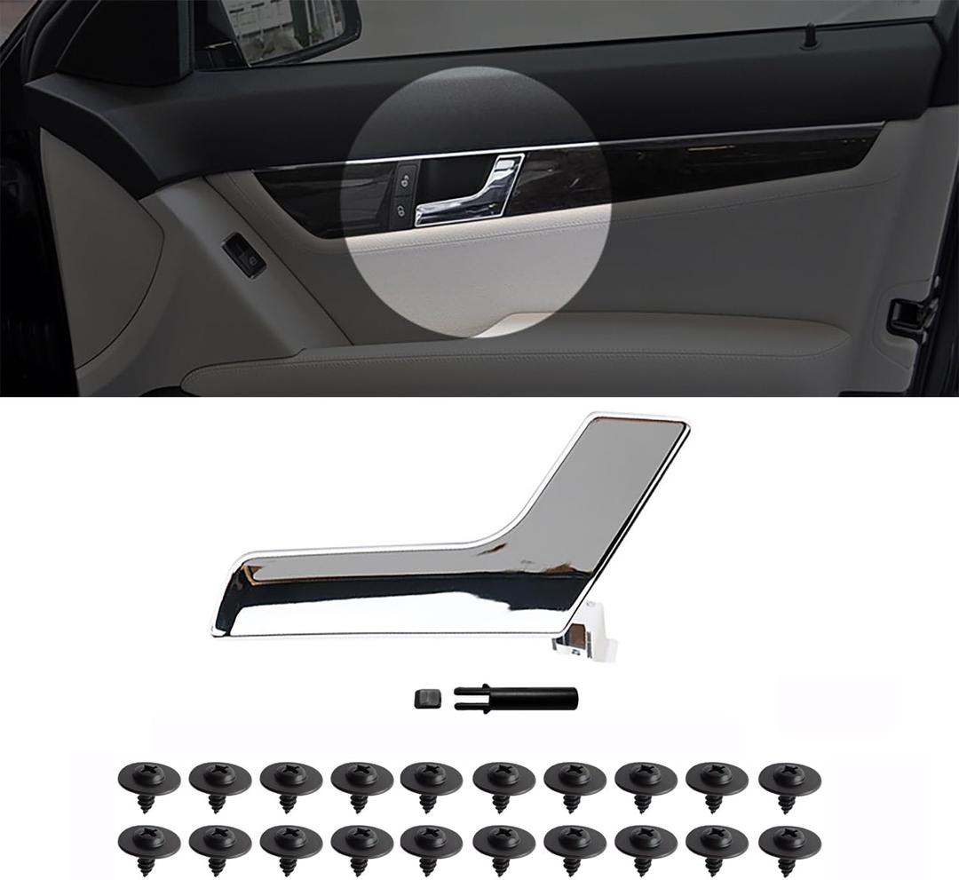 Inside Passenger Door Handle Interior Front Right Pull Handle Repair Kit Replacement for Mercedes Benz W204 C250 C300 2047201171 2047201763 Chrome