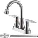 Brushed Nickel Bathroom Faucet, 2-Handle Lead-Free 360 Swivel High-Arc Spout 4 Inch Centerset Bath Lavatory Vanity Sink Faucets Set for Sinks with Drain & Water Hoses, VABM80008L
