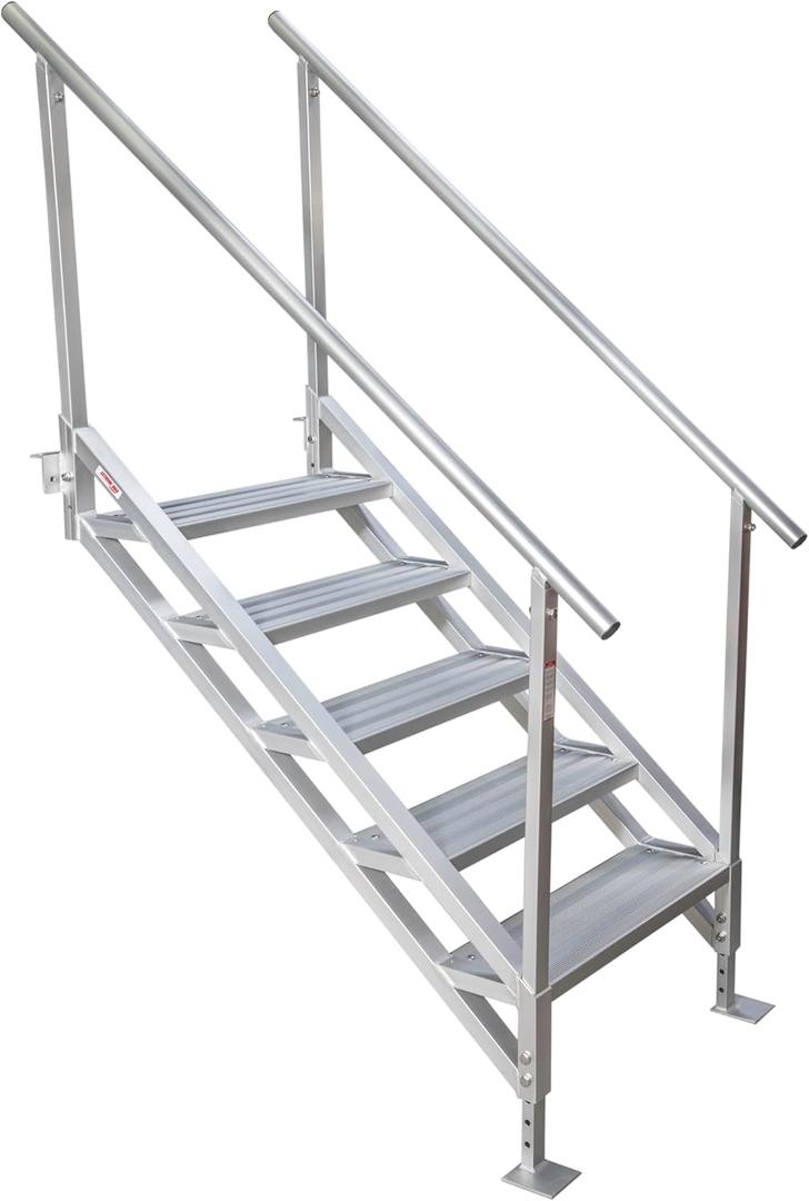 Extreme Max 3005.4333 Jumbo-Tread Universal Mount Dock Stairs with Railing - 5-Step