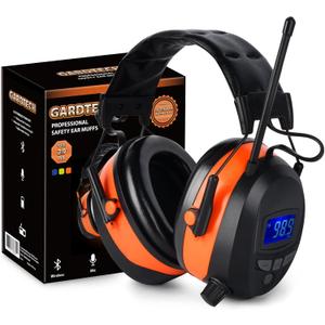 Gardtech Hearing Protection with Bluetooth, FM Radio Earmuffs, NRR 29dB Hearing Protection Headphones (Orange Antennas)