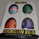 8" 3D Printed Dragon Eggs, Easter Basket Stuffers for Kids and Teens, Unique Easter Toys & Decor for Children, Mysterious Dragon Toys Gifts for Boys & Girls (4 Pack)