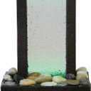 Nature's Mark 10" H Crackled Glass Light Show Tabletop Water Fountain with Natural River Rocks and Color Changing LED Lights (Cordless)