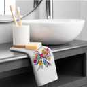 Wildflower Coquette Bow Kitchen Towels, Cottagecore Colorful Floral Dish Tea Towels for Kitchen Decor, Vibrant Botanical Floral Bow Hand Towels for Bathroom Decor, 16x24 Inch