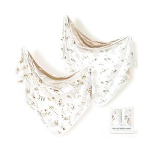 GRSSDER Baby Blankets Super Soft Stretchy Jersey Swaddle Blanket 2 Pack for Baby Boys, Double Layer Reversible Receiving Blankets 34 x 44, Extra Large for Swaddling, Cute Duck & Rabbit