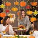 Fall Decor Pumpkin Maple Leaf Hanging Swirl - Fall Thankgiving Pumpkin Party Ceiling Decorations for Home Classroom Office Autumn Thanksgiving Harvest Decor Party Supplies