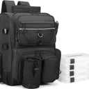 Fishing Tackle Backpack With Rod Holders, Large 40L Fishing Backpack for Camping, Hiking (Black)