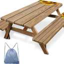 Sunflower Wooden Picnic Table Cover with Bench Covers, Rustic Summer Floral Farmhouse Outdoor Camping Essentials 6FT 3PCS Fitted Rectangle RV Must Haves Tablecloth with Drawstring Bag, 72x30 inches