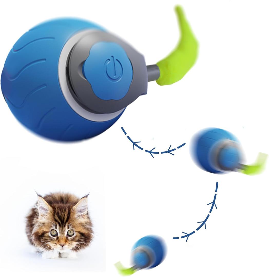 Trumoon Interactive Cat Ball Toys for Indoor Cat, Automatic Pet Toys Ball to Keep Them Busy (Blue)