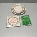 Lounsweer 96 Pcs Christmas Party Supplies Paper Plates and Napkins Disposable Dinnerware Set Include Christmas Plates Napkins Forks for Xmas Holiday Table Decorations 24 Guests (Red Berry)