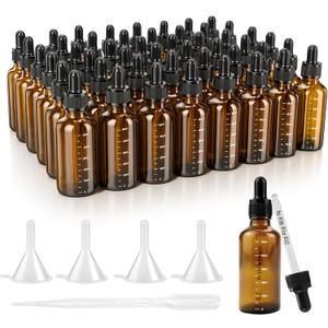 48 PCS, 2 oz Tincture Bottles with Precise Scales Dropper Bottles for Essential Oils 50ml Amber Glass Bottle with Eye Droppers, Perfumes & Lab ChemicalsLeak Proof Travel Bottle for Liquids
