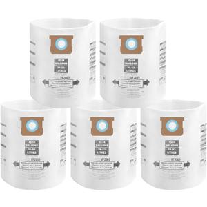 For 2-1/2" Port Shop Vac Bags 10-14 Gallon, Type F 90662 9066200 9066233; Type I 90672 9067200 9067233; VF2005, High Efficiency Disposable Fine Dust Collection Vacuum Filter Bags (5 Pack)