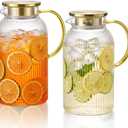 68 oz Glass Pitcher with Lid, Water Pitcher for Tea, Juice, Drink, Lemonade