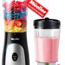 Mueller Personal Blender for Shakes and Smoothies with 15 Oz Travel Cup and Lid, Juices, Baby Food, Heavy-Duty Portable Blender & Food Processor, Black