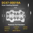 DV395ETPASU/A1 DV400EWHDWR/AA DV448AEP/XAA DV456EWHDWR/AA Dryer Heating Element for Samsung DVE45N5300V/A3 DVE45T6000W/A3 DVE50R5400W/A3 DV45H7200EW/A2 DV50F9A6EVW/A2 DV330AEB/XAA