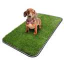 Ottomanson Artificial Grass Puppy Potty Training Pad with Tray, 15" x 30" Reusable Pee Pad for Small Pets and Dogs