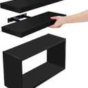 Sorbus Floating Shelves for Wall Set of 3 - Bathroom Shelves for Wall Storage, Over Toilet, Bedroom, Farmhouse, Decor - 2 Floating Shelves with Invisible Brackets & 1 Rectangular Box, Black