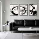 Pormipone Modern Black and White Abstract Wall Art,Irregular Graphic Abstract Canvas Print Poster for Living Room Bedroom Office Home Decoration (18"L x 12"W)