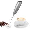 SIMPLETASTE Milk Frother Handheld Electric Foam Maker, Drink Mixer with Stainless Steel Whisk for Cappuccino, Bulletproof Coffee, Latte, Silver, without Stand, Battery Operated
