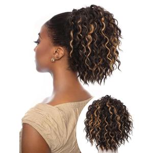Isaic Ponytail Extension,8 Inch curly ponytail hair extensions, Short synthetic Drawstring Ponytail for Black Women(H4/27B#)
