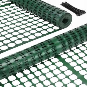 Ohuhu Plastic Garden Fence Safety Fence, 4'x50'/7.5 LB Reusable Netting Plastic Mesh Fence Roll, Temporary Fencing for Animal Barrier Construction Snow Fence Poultry Rabbits Chicken Dogs Deer
