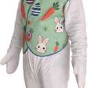 Easter Bunny Mascot Costume Blue Vest Unisex Deluxe Rabbit Costume Party Adult Size Fancy Dress