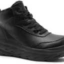 Men's Orthopedic Diabetic Winter Boots: Wide Toe Box Dress Comfortable Arch Support Plantar Fasciitis Leather Oxfords Walking Shoes, Casual Warm Ankle Mid Boots for Foot and Neuropathy Pain Relief (9.5 Wide, K1-black)