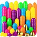JOYIN 50PCS Plastic Easter Eggs, Empty 2.3" 44PCS Colorful with 6PCS Golden Eggs Bulk Fillable for Easter Hunt Party Favor Basket Stuffers Filler Classroom Prize Supplies Decor