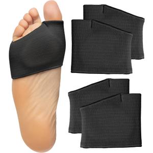 Metatarsal Pads for Men and Women - Ball of Foot Pain Relief Cushions for Sesamoiditis, Metatarsalgia, Morton's Neuroma - 2 Pairs Fabric Sleeves with Gel Inserts (Small, Black)