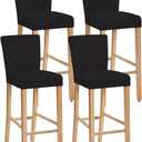 Stretch Removable Washable Dining Room Chair Covers,Bar Stool Covers,Barstool Chair Slipcovers Pub Counter Seat Cover (Black,Set of 4)
