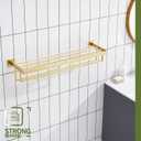 KOKOSIRI 32'' Towel Shelf Holder Bathroom Towel Rack with Two Bath Towel Bars Rails SUS304 Stainless Steel Wall Mount, Brushed Gold B6003BG-L32