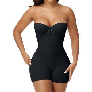 Strapless Shapewear for Women Lace-up Body Shper Backless Shpewear Bodysuit Butt Lifter (X-Large, Black)