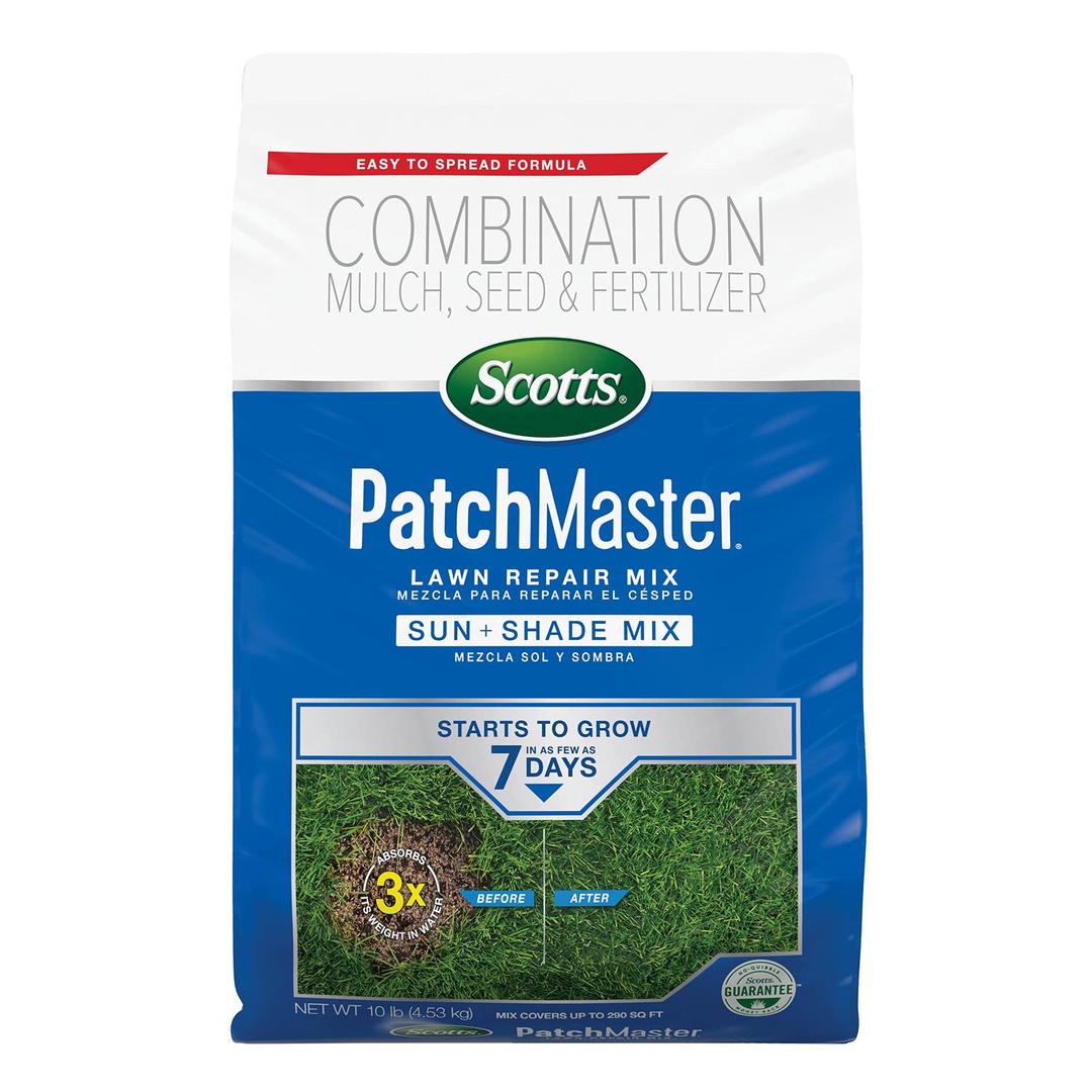 2 Packs Scotts PatchMaster Lawn Repair Mix Sun + Shade Mix, Combination Grass Seed, Fertilizer, and Mulch, 10 lbs.