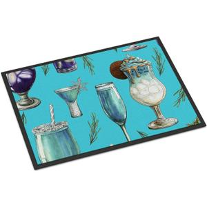 Caroline's Treasures BB5203JMAT Drinks and Cocktails Blue Doormat 24x36 Front Door Mat Indoor Outdoor Rugs for Entryway, Non Slip Washable Low Pile, 24H X 36W