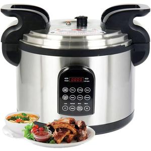 17.8QT Commercial Electric Pressure Cooker | 8-in-1 Multi Stainless Steel Rice Cooker with 24-Hour Preset | Slow Cooker wtih Temperature Control | LED Display | Commercial Food Warmer with Nonstick Inner Pot for Restaurants, Catering & Hotels
