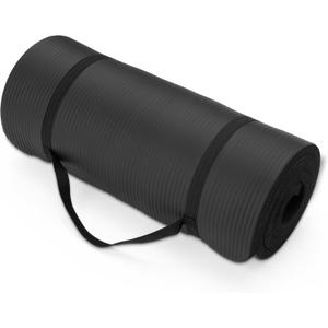 Amazon Basics 1 Inch Extra Thick Workout Exercise Yoga Mat with Carrying Strap (Black)