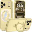 MOCCA Design for iPhone 17 Pro Max Case, Compatible with Magsafe [Premium Invisible Magnetic Ring Stand] [Military Drop Protection] Full Camera Guard Translucent Matte Slim Phone Cover,Creamy Yellow