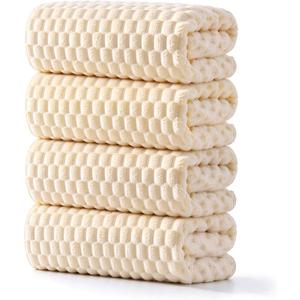 meishiqi 4 Pack Microfiber Bath Towels, Quick Dry, Super Soft, 27.5"x55" Super Absorbent, Yellow Bath Towel Set of 4, Fluffy Shower Towels, Body Towels for Bathroom, Adults Kids, Spa, Gym, Travel